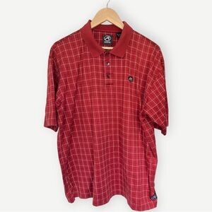 Ahead Authentic Vesper Logo Red Loose Fit Vintage Golf Polo Shirt Top. Medium.